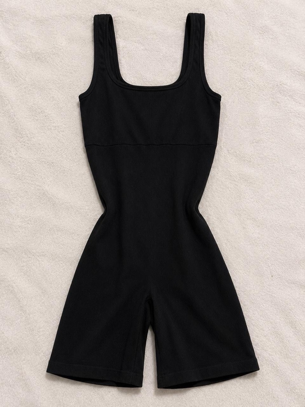 Black Ribbed One-Piece Romper